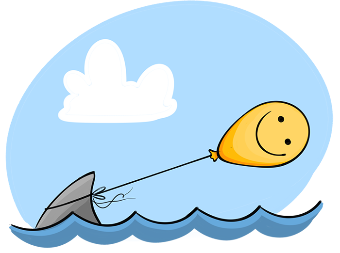 Shark Fin with happy face balloon attached