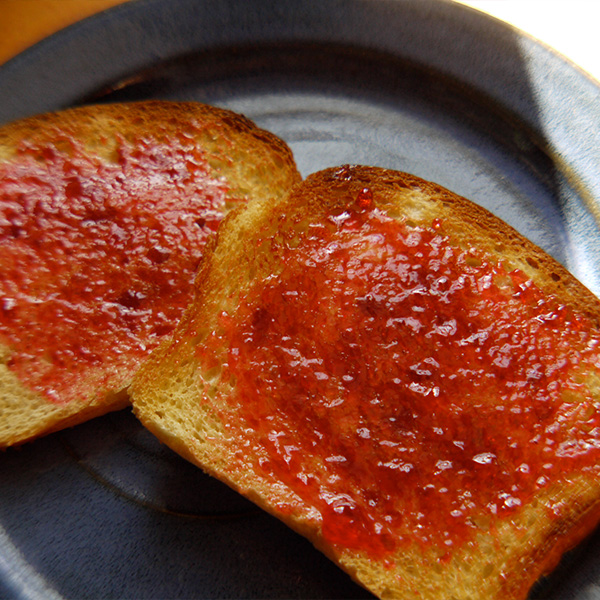 plum jam on brioche
