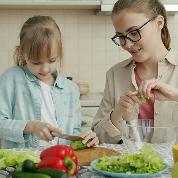 cutting veggies
