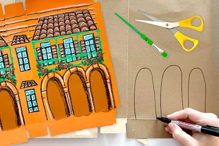 play building made from food packaging