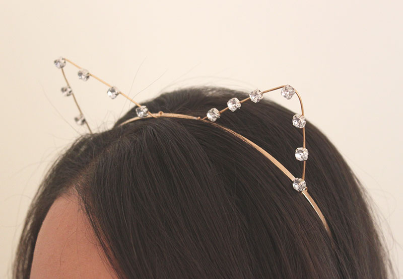 wire cat ear headband with applied gems