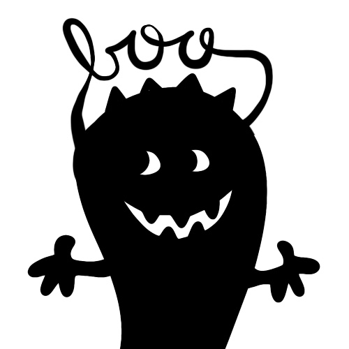 Cute black monster saying boo
