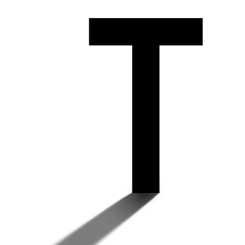Capital letter T casting a long shadow