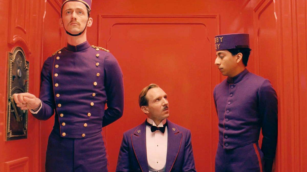 The Grand Budapest Hotel (2014) Wes Anderson symmetrical aesthetics digital color grading