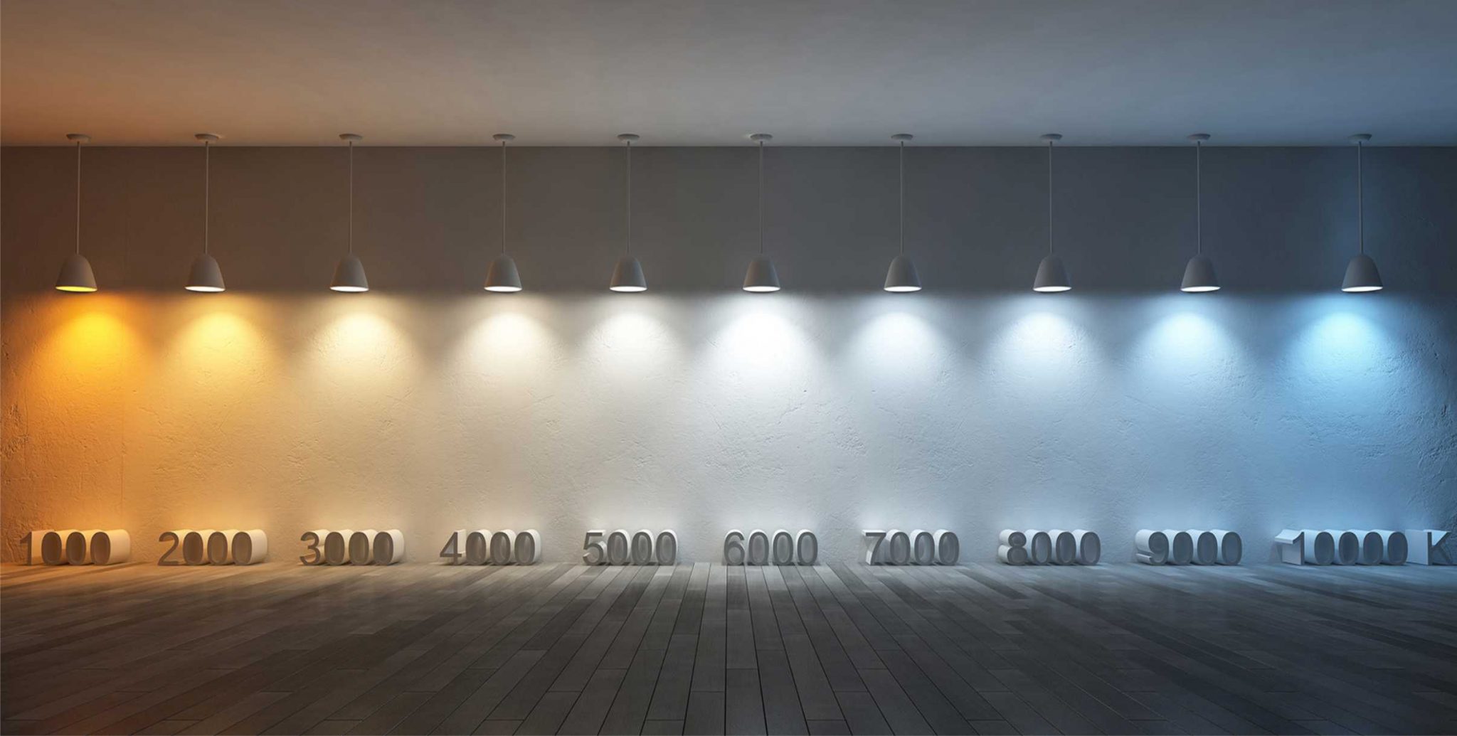 A row of different lightbulbs