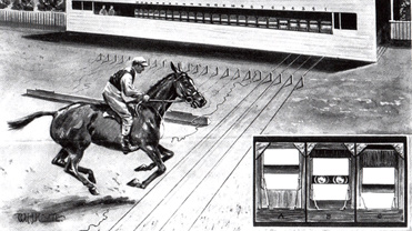 Set up of Muybridge's motion capture experiment